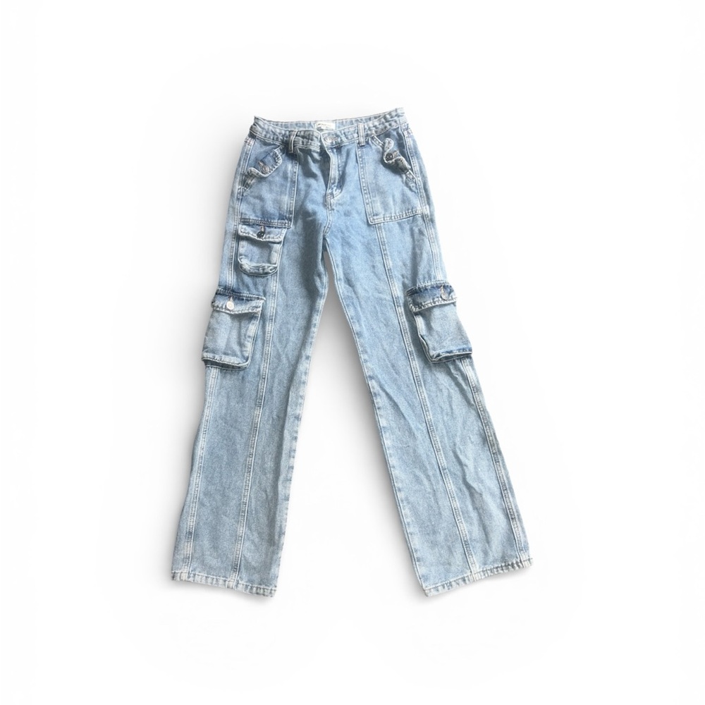 Fashion Nova Light Blue Girls Cargo Jeans (16)